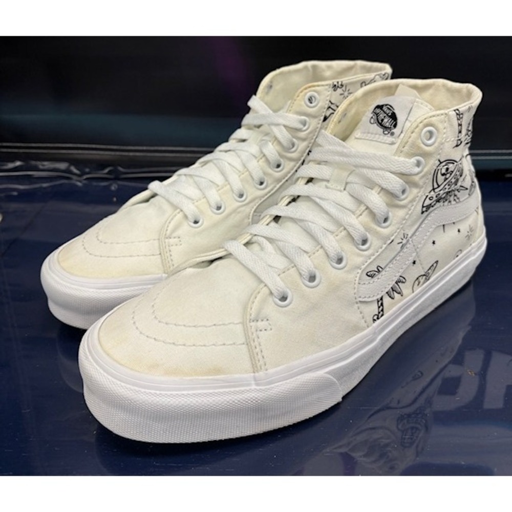 Vans Sk8-Hi U-Paint Space Aliens White 751505 Mens canvas sneakers size 9.5